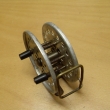 ROUSEK hliník ,pr. 90 mm,řehtačka,vodící očko čtvercové,signovaný Rousek ,starší typ s mosazným vodícím očkem